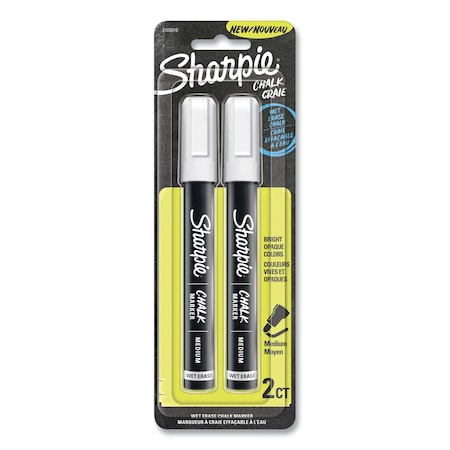 Sharpie Wet-Erase Chalk Marker, Medium Bullet Tip, White, PK2 PK 2103010